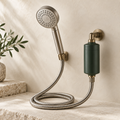 Filtered handheld shower head system with inline filter housing